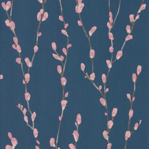 Papel pintado de flores en color azul marino Salice HSTO111471