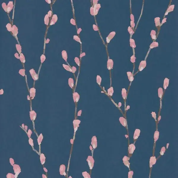 Papel pintado de flores en color azul marino Salice HSTO111471