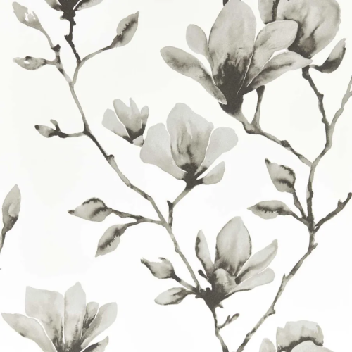Papel pintado de flores en color negro Lotus Wide Width HMOW112603