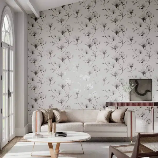 Papel pintado de flores en color negro Lotus Wide Width HMOW110878 - Imagen 3