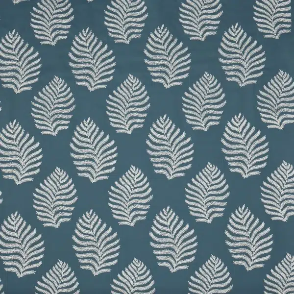 Tela bordada de hojas en color azul Milne 4097/725