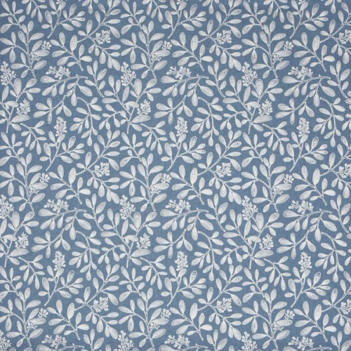 Tela bordada con dibujo de hojas en color azul Charlotte 4098/725