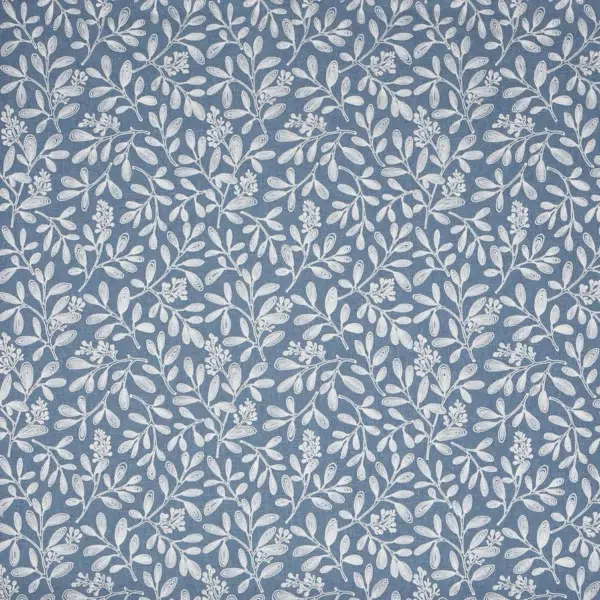 Tela bordada con dibujo de hojas en color azul Charlotte 4098/725