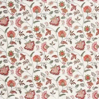 Tela bordada de estampado floral en color rojo Louisa 4099/304