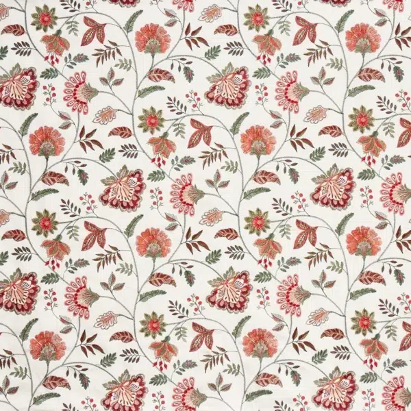 Tela bordada de estampado floral en color rojo Louisa 4099/304