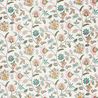 Tela bordada de estampado floral en color verde Louisa 4099/616