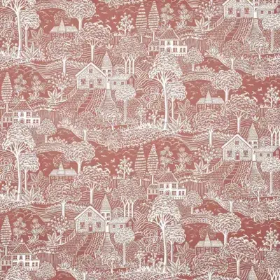 Tela bicolor Toile de Jouy color rojo Novel 8793/126