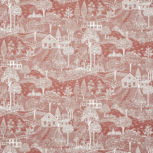Tela bicolor Toile de Jouy color rojo Novel 8793/126