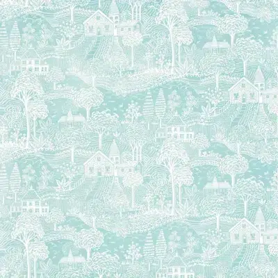 Tela bicolor Toile de Jouy color azul Novel 8793/714
