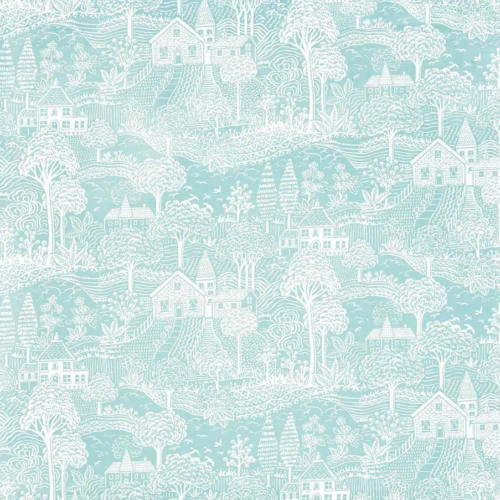 Tela bicolor Toile de Jouy color azul Novel 8793/714