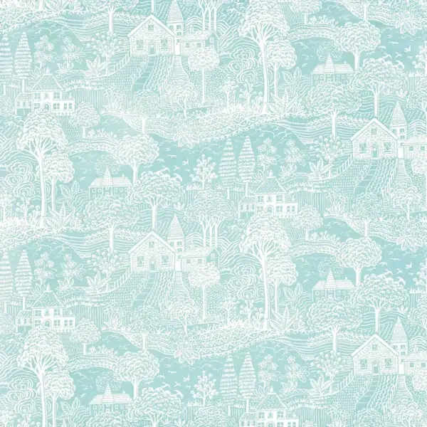 Tela bicolor Toile de Jouy color azul Novel 8793/714