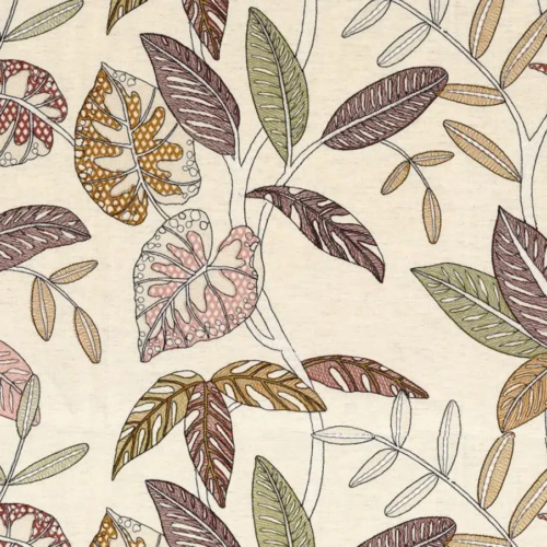 Tela bordada de estampado floral color marrón Guarana 24440562