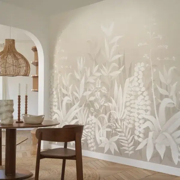 Mural de papel pintado de hojas de color beige Saona 76713976 - Imagen 4