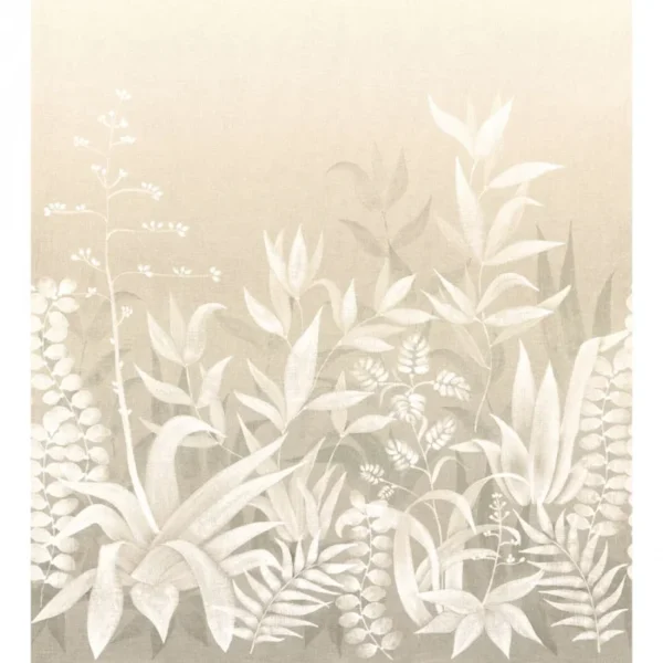 Mural de papel pintado de hojas de color beige Saona 76713874