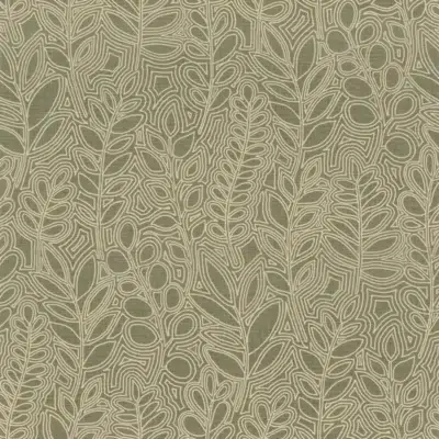 Papel pintado de hojas de color verde Astragale 76680712