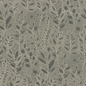 Papel pintado de hojas de color gris Astragale 76680916
