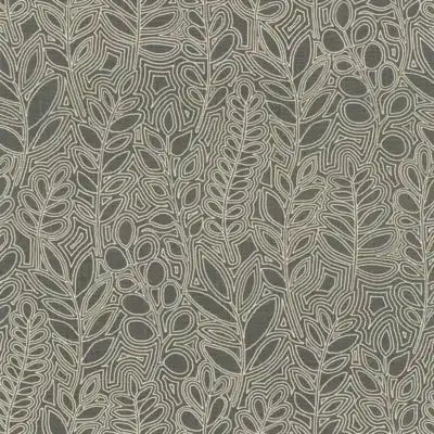 Papel pintado de hojas de color gris Astragale 76680916
