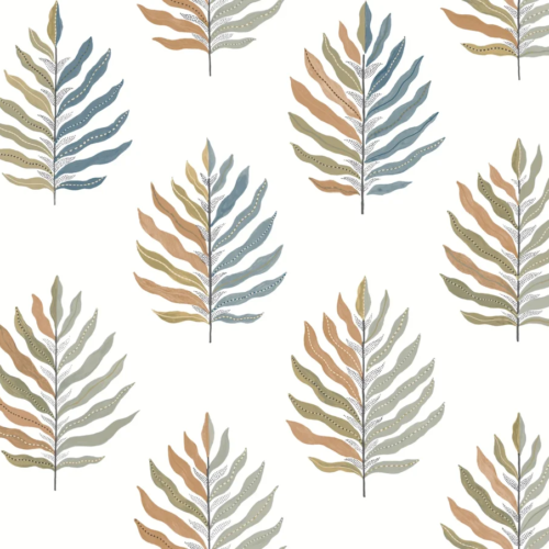 Papel pintado de hojas en color beige Miramar MT5601