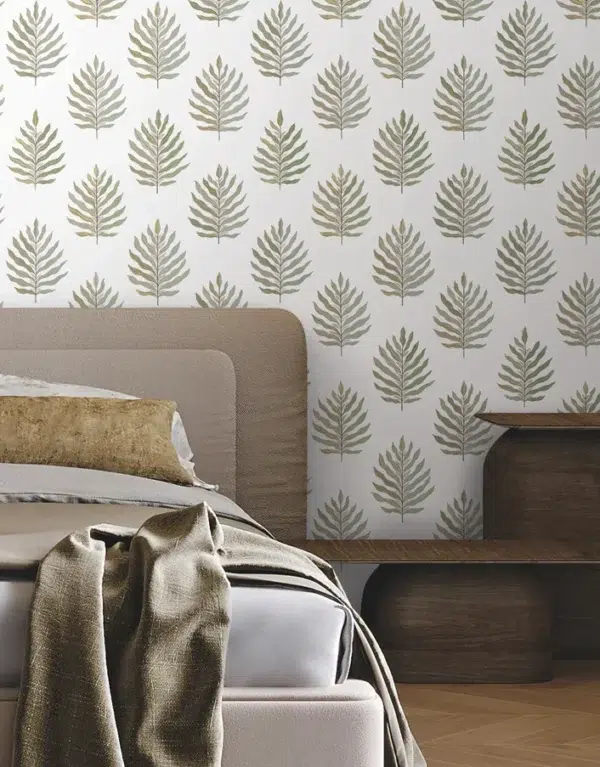 Papel pintado de hojas en color beige Miramar MT5601 - Imagen 9
