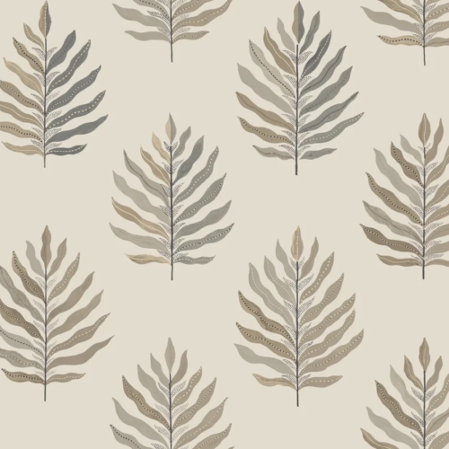 Papel pintado de hojas en color beige Miramar MT5604