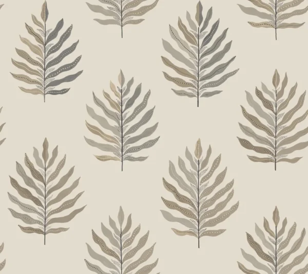 Papel pintado de hojas en color beige Miramar MT5604