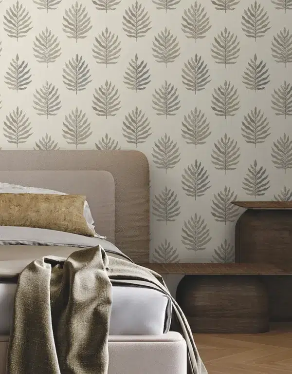 Papel pintado de hojas en color beige Miramar MT5601 - Imagen 6