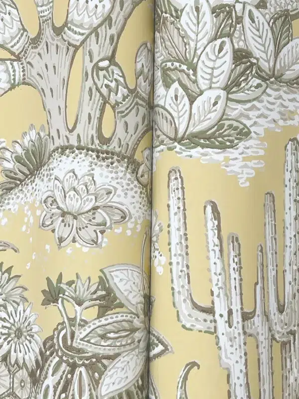 Papel pintado de estampado floral en color amarillo Lotus Land Cacti MT5635 - Imagen 5