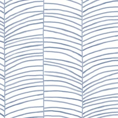 Papel pintado de hojas en color azul Cascade Palm Chevron MT5672