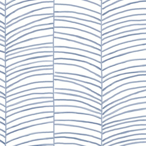 Papel pintado de hojas en color azul Cascade Palm Chevron MT5672