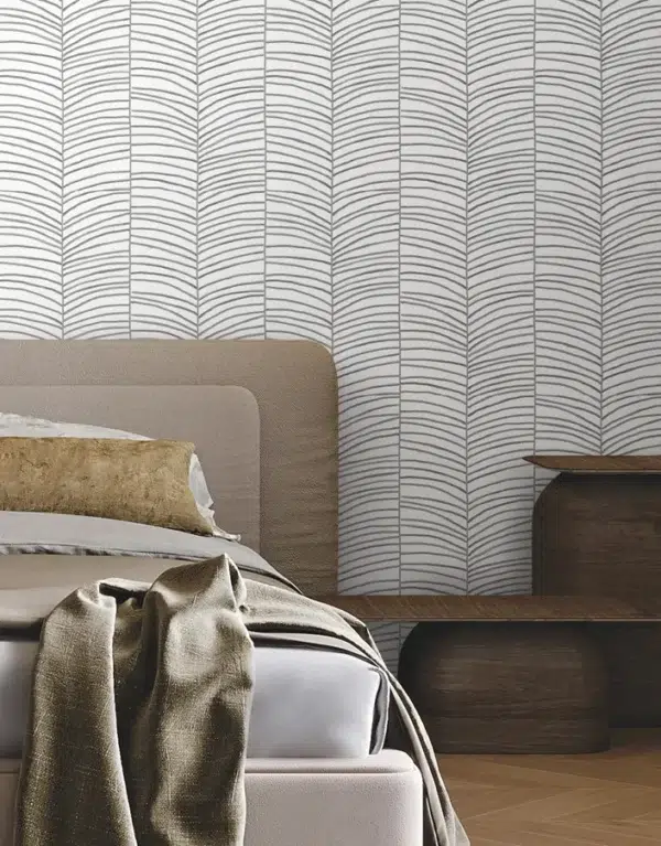 Papel pintado de hojas en color gris Cascade Palm Chevron MT5673 - Imagen 3