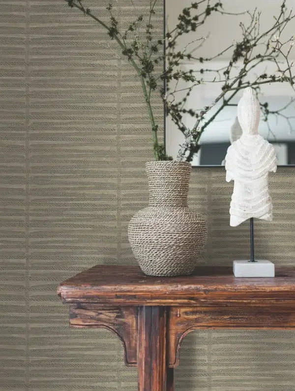 Papel pintado símil fibras naturales de color gris Iringa AB3051 - Imagen 7