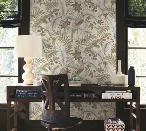 Papel pintado estampado floral de color beige Heronwood AB3101 - Imagen 3