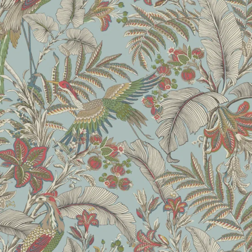 Papel pintado estampado floral de color azul Heronwood AB3102