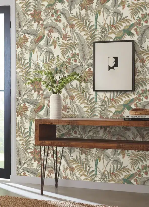 Papel pintado estampado floral de color beige Heronwood AB3101 - Imagen 7