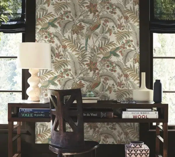 Papel pintado estampado floral de color beige Heronwood AB3101 - Imagen 6