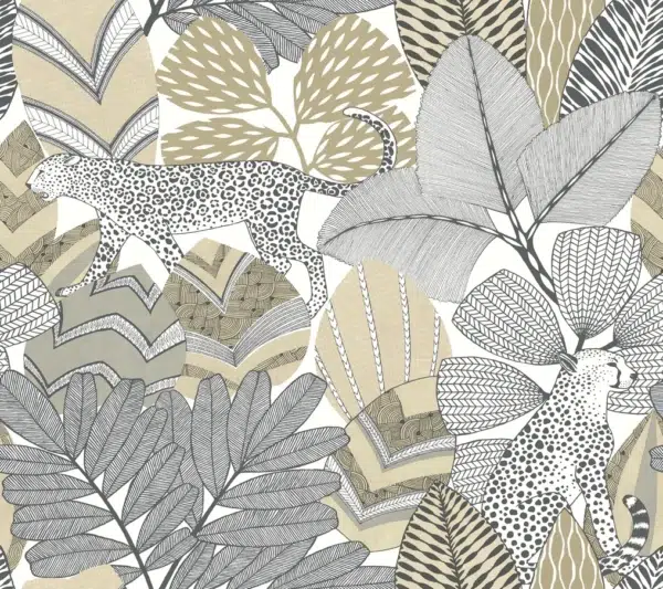 Papel pintado selva de color gris Namiri AB3113