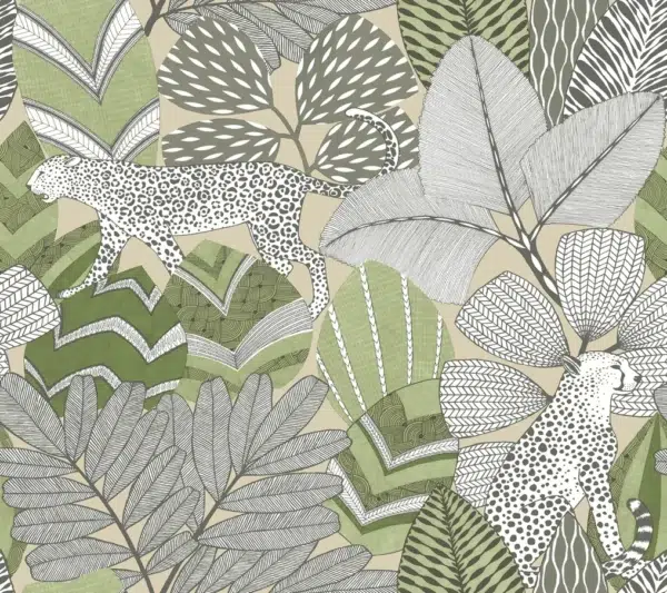 Papel pintado selva de color verde Namiri AB3114