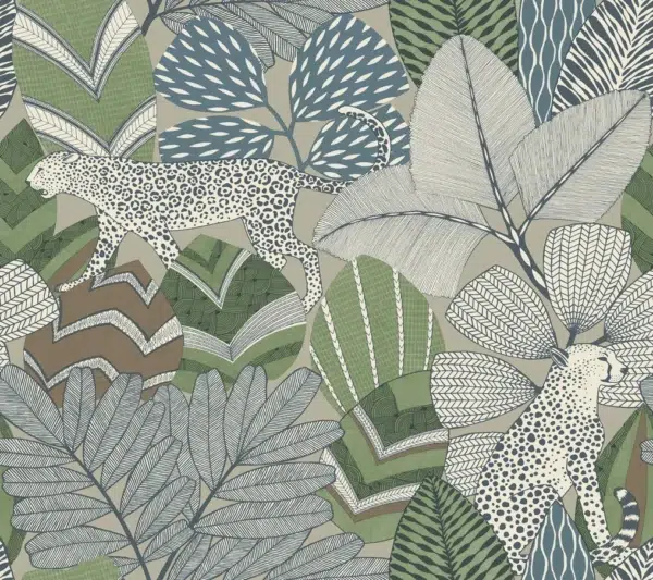 Papel pintado selva de color verde Namiri AB3115