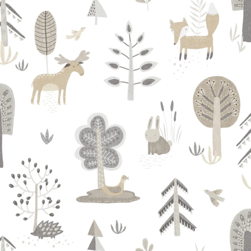 Papel pintado infantil en color gris Happy19 14801