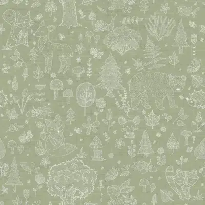 Papel pintado infantil en color verde Happy18 14805