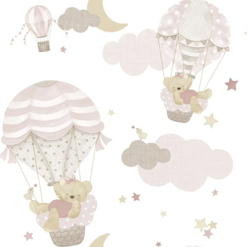 Papel pintado infantil en color rosa Happy16 14818