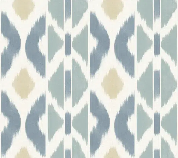 Papel pintado tay ikat de color azul Patan AB3094
