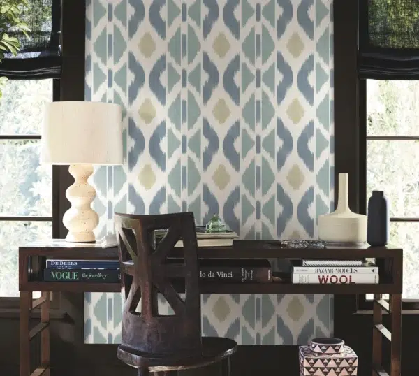 Papel pintado tay ikat de color azul Patan AB3094 - Imagen 4