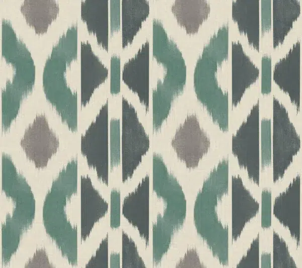 Papel pintado tay ikat de color verde Patan AB3092
