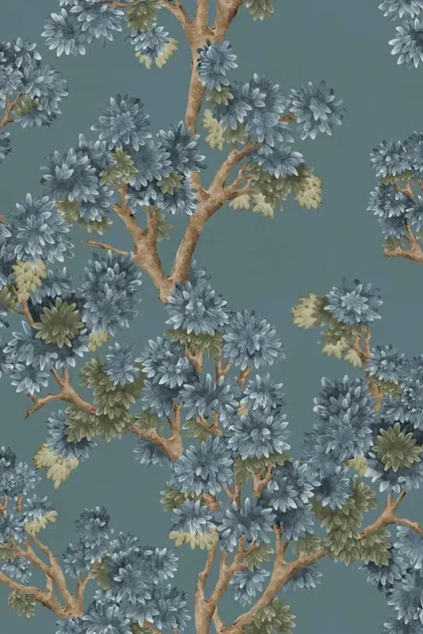 Papel pintado de árboles en color azul Field-Maple YSP0505