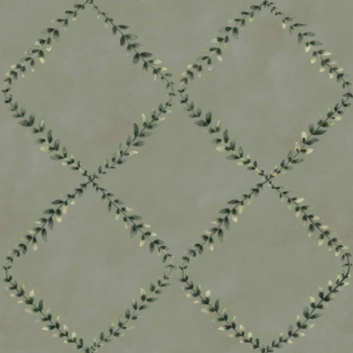 Papel pintado de trellis en color verde Ivy-Garland YSP0517