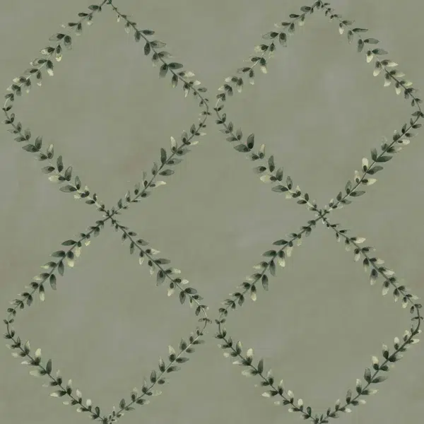 Papel pintado de trellis en color verde Ivy-Garland YSP0517