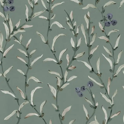 Papel pintado de frutas en color verde Wild-Blackthorn YSP0524