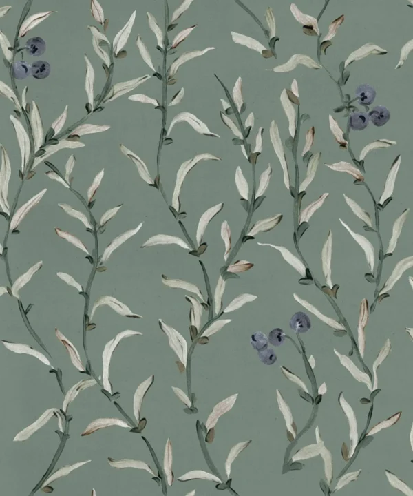 Papel pintado de frutas en color verde Wild-Blackthorn YSP0524