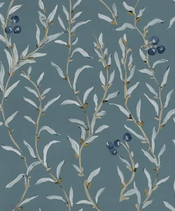 Papel pintado de frutas en color azul Wild-Blackthorn YSP0525